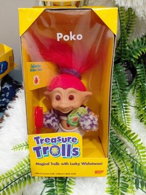 Poko Treasure Trolls Doll with Bright Pink Hair